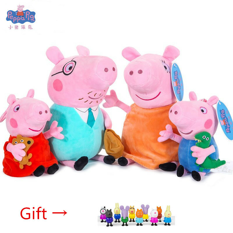 Peppa cerdo juguetes George Animal peluche juguetes familia Rosa Pepa cerdo oso muñecas Christma regalos conjunto de juguete para niña los niños