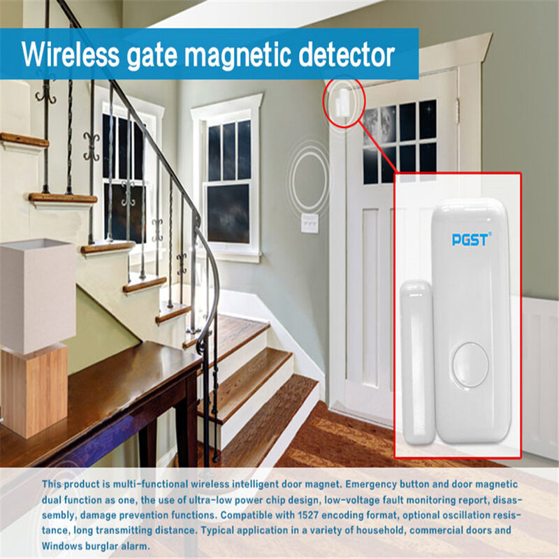 PGST-Sensor de puerta y ventana para sistema de alarma de 433MHz, alarma inalámbrica para el hogar, alertas de notificación por aplicación, PG103