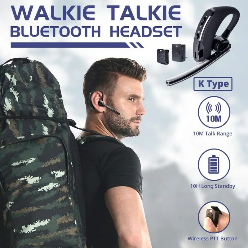 Auriculares Baofeng Walkie Talkie auriculares PTT inalámbricos Bluetooth para Radio de dos vías puerto K auriculares inalámbricos para UV 5R 82 8 W 888 s