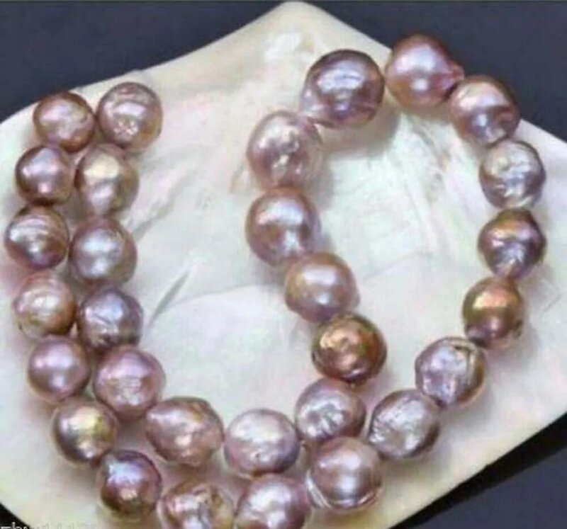 Enorme collana di perle kasumi viola rosa dei mari del sud naturale da 12-14mm da 18 pollici