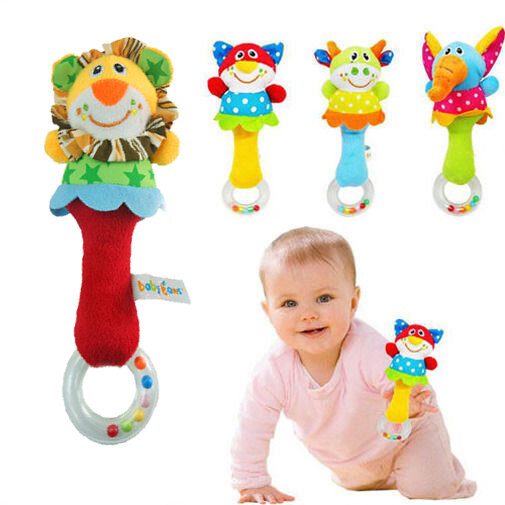 Baby Geschenk Förderung Heißer 15 Designs Weichen spielzeug Tier Modell Handbells Rasseln ZOO Squeeze Me Rattle Baby Pädagogisches spielzeug