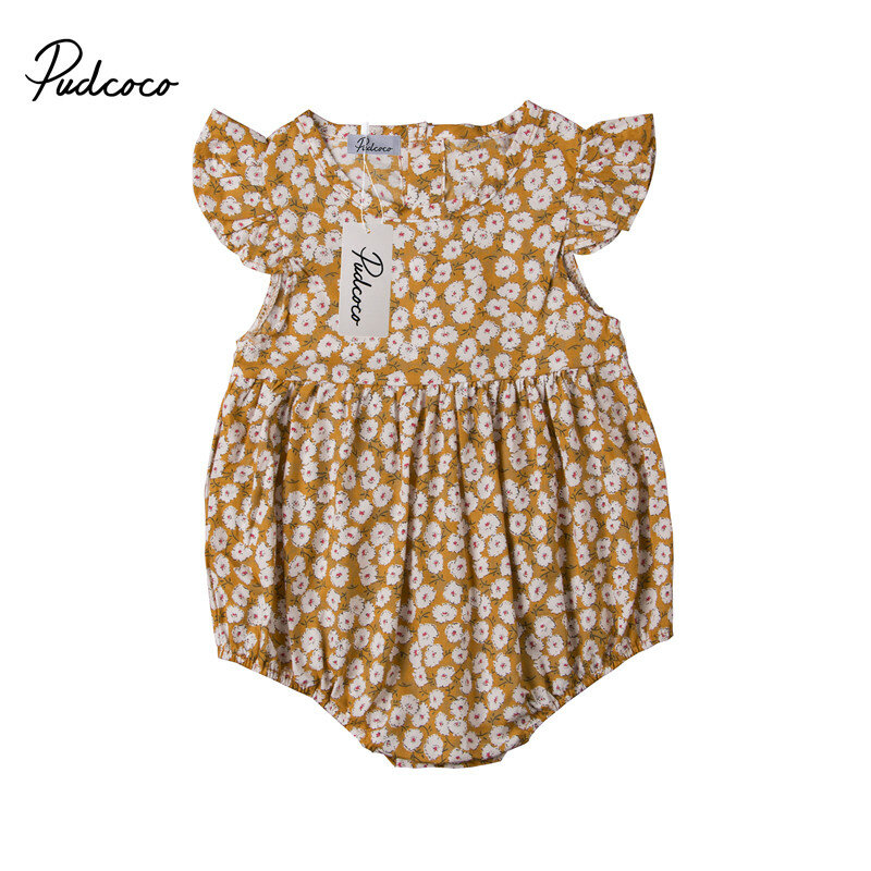 Lovely Newborn Baby Girl Flower Rompers Summer Baby Girls Clothing Ruffles Rompers Jumpsuit Playsuit