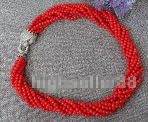 Круглое ожерелье с 8 стродами красного коралла, бесплатная доставка