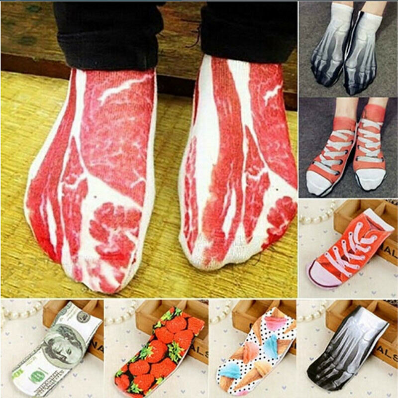 2019 Fashion Unique Socks Men New Painting Art 3D Women Sock Funny Novelty Pork Animal Vintage Retro Cotton Ladies Ankle Socks