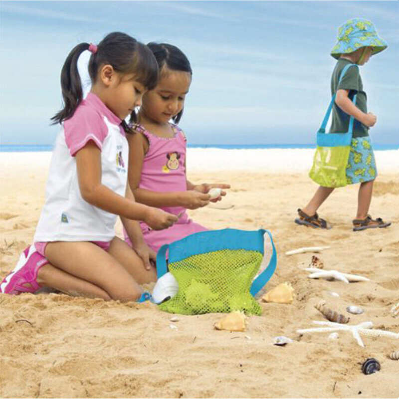 Bolsas de natación al aire libre para niños, bolsa de playa portátil a prueba de agua, malla plegable, bolsa de almacenamiento de juguetes para niños, cestas de juguetes de playa