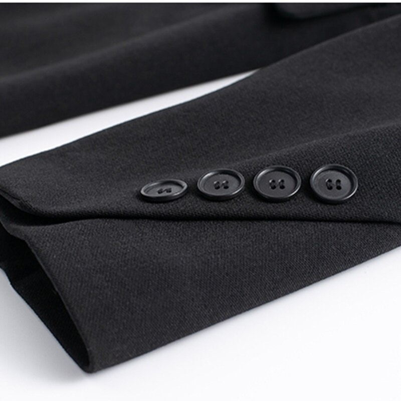 بليزر نسائي أسود بأكمام طويلة ، جاكيت هيب هوب بتصميم عتيق مع حزام برشام ، مثالي للعمل ، مجموعة جديدة ، DD2033 ، 2019