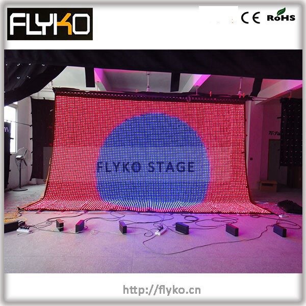 4m high x 6m width P5 led led moving video display 3in1 lights flexible video curtain wall for party wedding