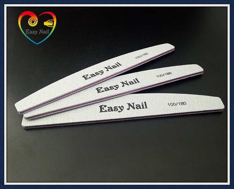 Easynail-conjunto de 2 peças de lima para unha, lavável, dupla face, placa de esmeril, lixa de polimento de unha 100/180, alta qualidade.