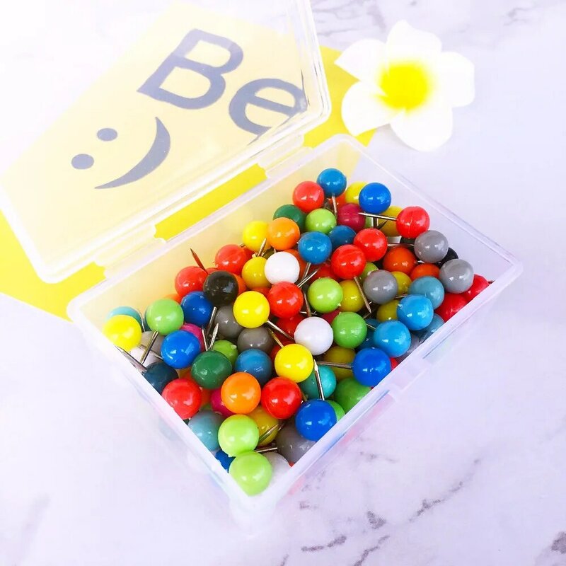 150 Color Map Tacks Push Pins, with Round Plastic Head and Steel Point Thumb Tacks Pin Office School