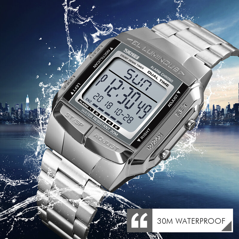 SKMEI – montres de sport militaires, montres électroniques pour hommes, Top marque de luxe, horloge masculine étanche LED, montre numérique Relogio Masculino