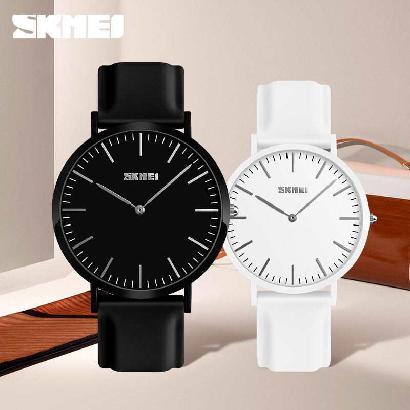 SKMEI Fashion Elegant Women Quartz Watch Waterproof Multi-color Red White Lady Digital Wristwatch Silicone Wristband Clock