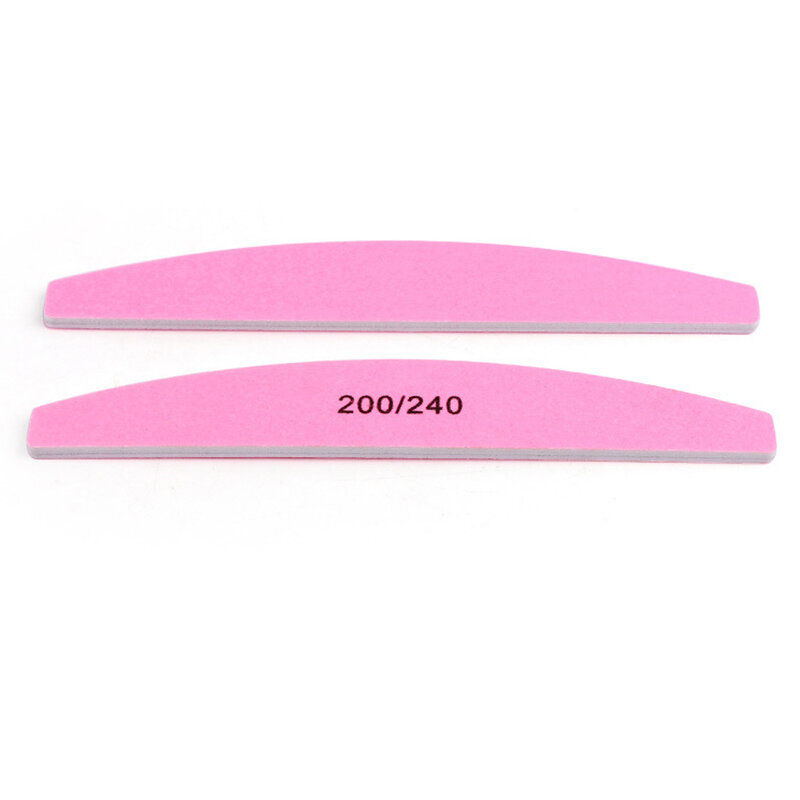 Lima de uñas profesional, herramienta de manicura de lijado, medio redondo, esponja rosa, 1 unidad, 180/240