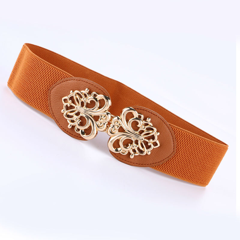 Decorazione femminile Cummerbunds largo elastico Cummerbund cinturino in vita accessori per abiti Cinturones Mujer fibbia in oro Lady Coat Belt