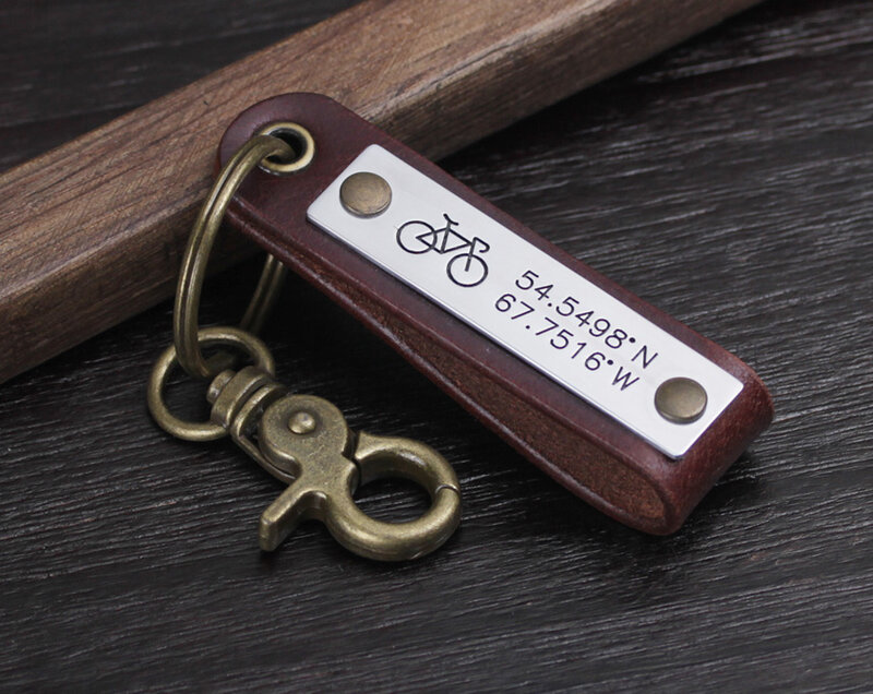 Porte-clés monogramme en cuir, personnalisé, initiale en cuir, cadeau pour lui