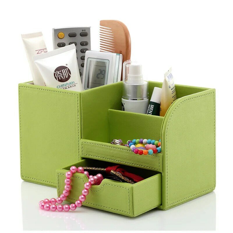 Pen Pencil Holder Box Full Half PU Leather Case Desk Stationery Organizer Storage Box Desk Accessories School & Office Supplies