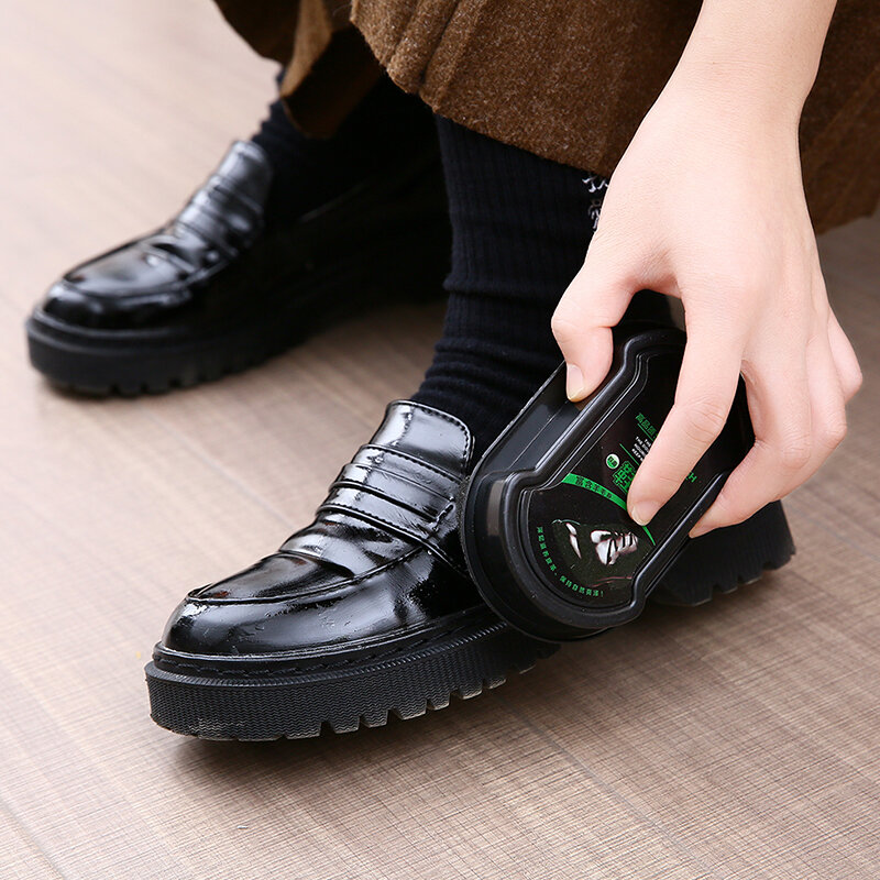 Dupla face brilho rápido sapatos escova, polimento de couro multifuncional, líquido incolor, cera brilhando esponja, polidor de sapatos, 1pc