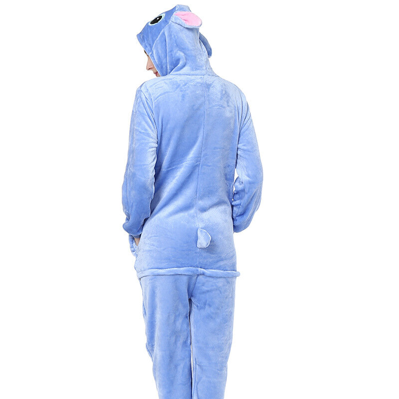 Anima Stitch Onesie Adult Teenagers Women Pijama Kigurumi Pajamas Funny Flannel Warm Soft Overall  winter Jumpsuit