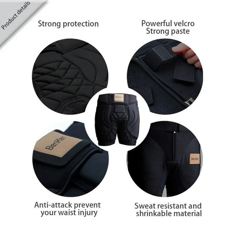 BenKen-pantalones de esquí con protección para la cadera, protector de trasero para Skateboard, esquí, ciclismo, snowboard, almohadillas de armadura de carreras por tierra