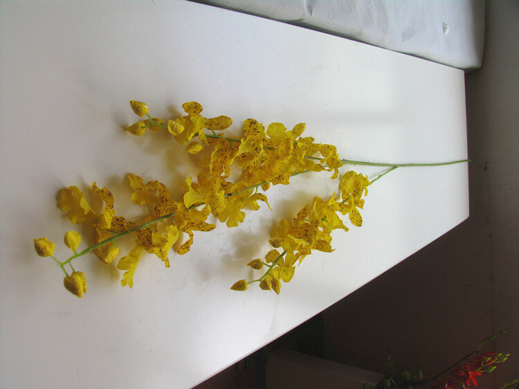 [พิเศษ] สาขาจำลองสีเหลือง Oncidium กล้วยไม้ดอกไม้เต้นรำ