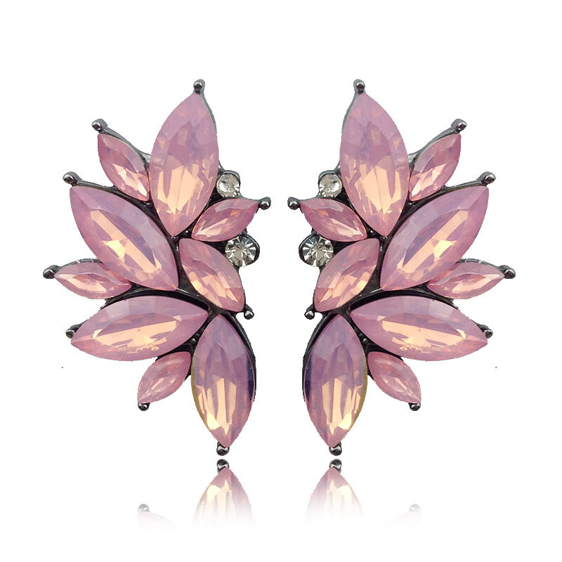 Boucles d'oreilles à tige en pierre opale pour femmes, boucles d'oreilles en cristal, carillon doré, fête de Noël, tout neuf, élégant, 2023