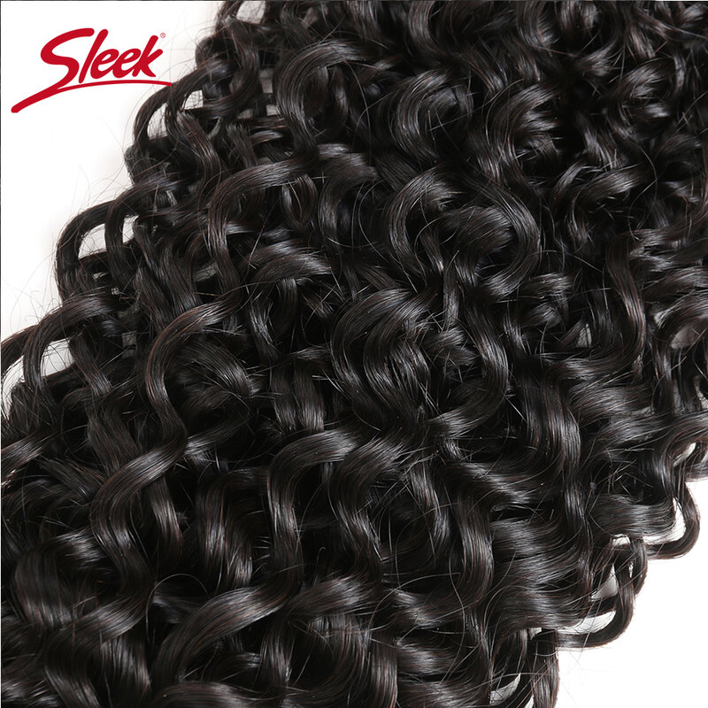 Sleek-Indian Kinky Curly Hair Bundles, Natural Black Bundle Hair Extension, 100% Natural Remy Cabelo Humano, pode comprar 3 ou 4 Pacotes