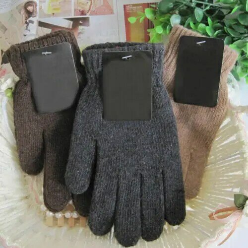 Jesienne i zimowe męskie rękawiczki z dzianiny męskie zagęścić termiczne rękawiczki wełniane rękawiczki