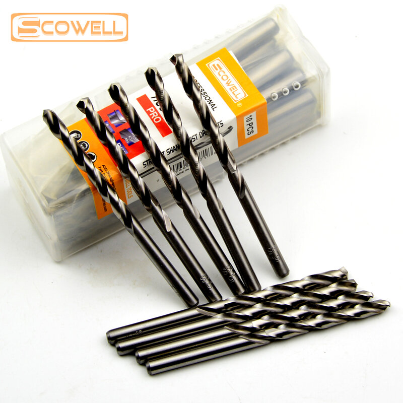SCOWELL 10 PCS HSS M2 Twist Drill Bits For Metal 1mm,2mm,3mm,3.5mm,1.5mm,2.5mm Jobber Drill Bit Split Tip 135 Degree DIY Tools