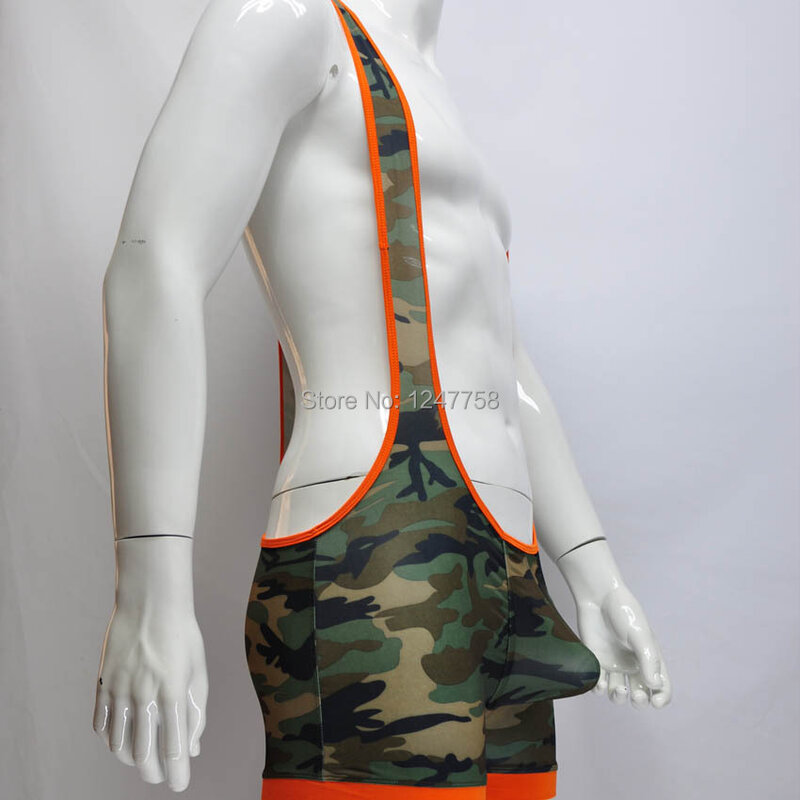 Nieuwe Merk Man Camouflage Bodysuit Ondergoed Singlet Worstelen Turnpakje Vest