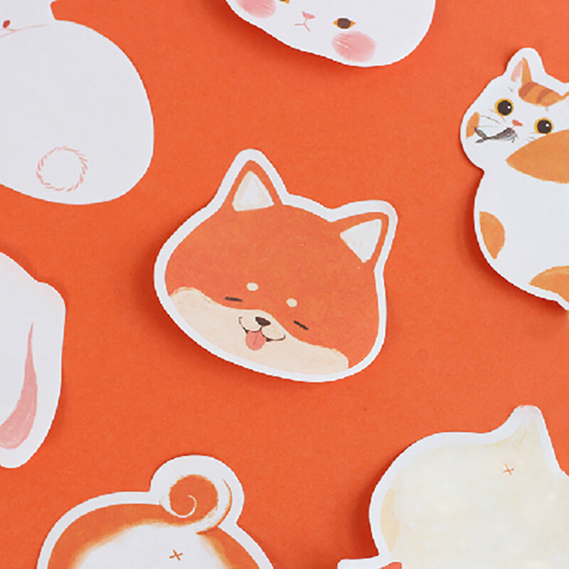 Kawaii Cartoon Tier Kaninchen Katze Memo Pad 30 Blatt recycelbare Haft notizen dekorative Papier Aufkleber Briefpapier Lesezeichen Pad