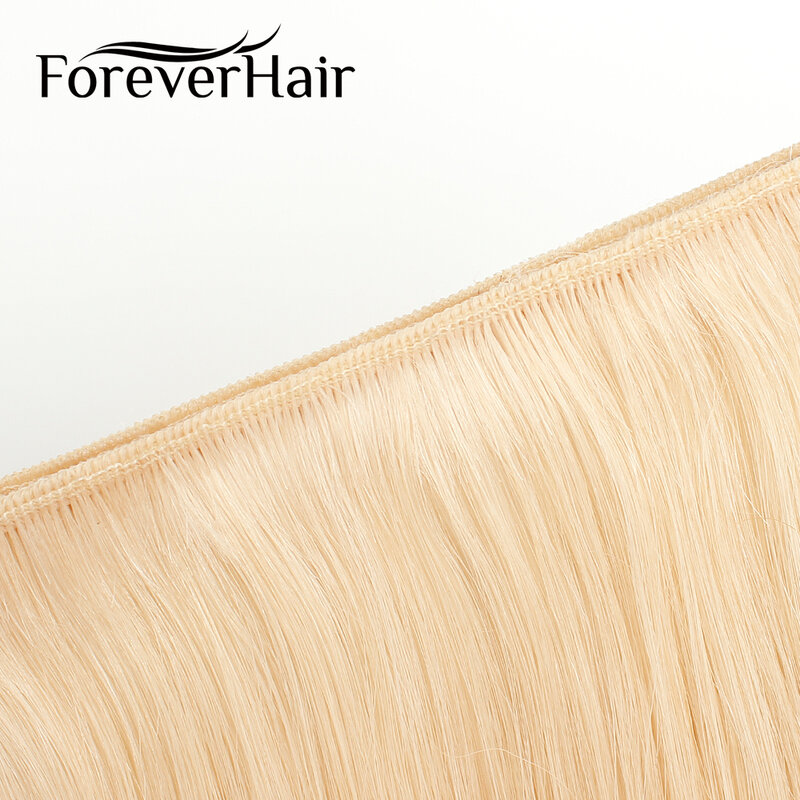 FOREVER HAIR 100g/pc 16" 18" 20" Remy Human Hair Extensions Weave Straight Hair Extension Weft Platinum Blonde Color Bundles