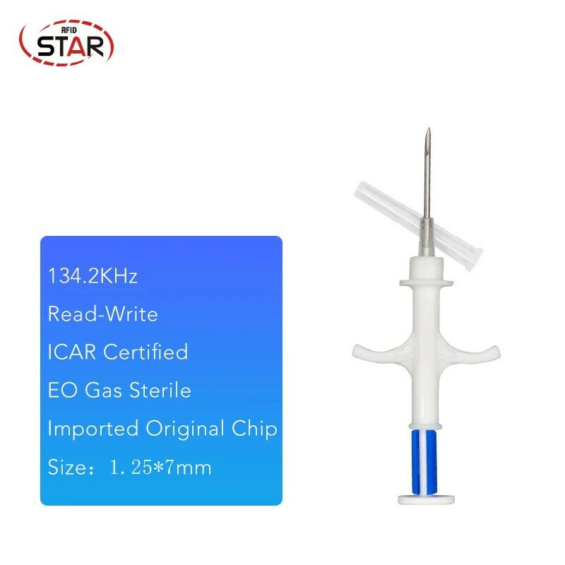 10pcs FDX-b Glass RFID Chip  Animal Microchip Syringe Pets Id Tracking ransponder syringe rfid injector with 1.25*7mm