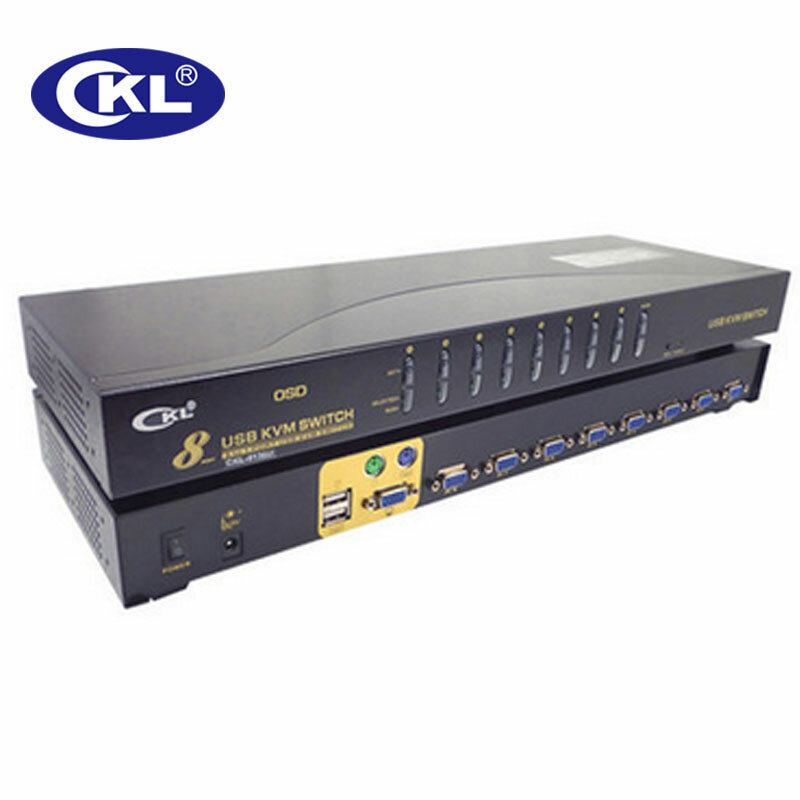 KVM-переключатель 8 портов USB, VGA, с кабелями, 8 в 1, для ПК, монитора, клавиатуры, мыши, крепление в стойку CKL-9138U
