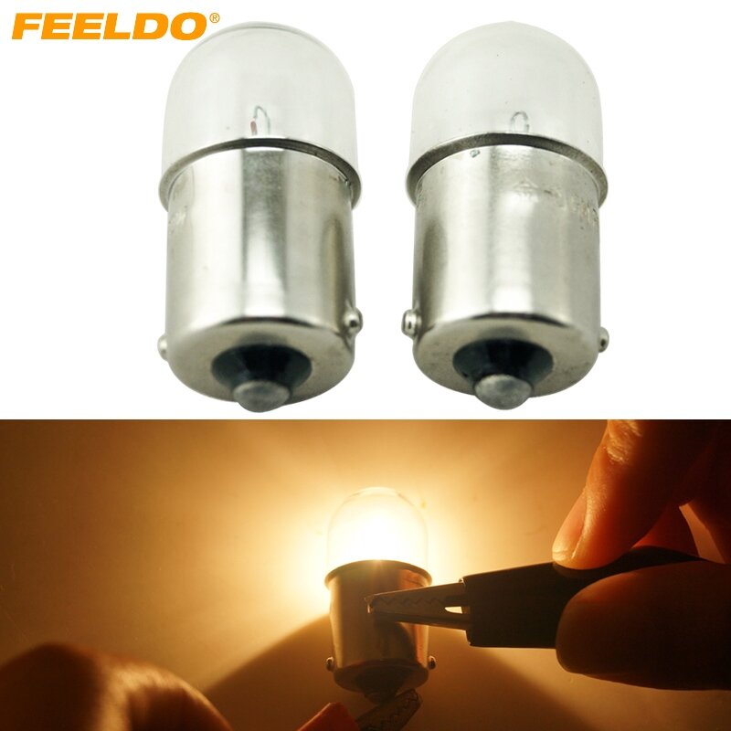 FEELDO-bombilla trasera de cristal transparente para camión, lámpara halógena con indicador automático, T1614 T16 24V5W BA15S 1156, 10 Uds., # AM3163