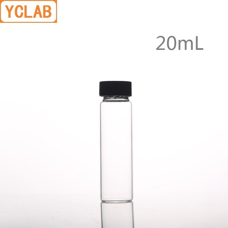 Iclab garrafa de vidro com 20ml, garrafa para amostra de soro, parafuso transparente com tampa de plástico e almofada pe, equipamento de laboratório químico