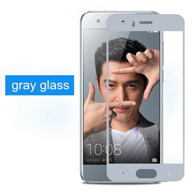 Huawei Honor 9用スクリーンプロテクター,強化ガラス,フルカバー,モデル5.15,グレー