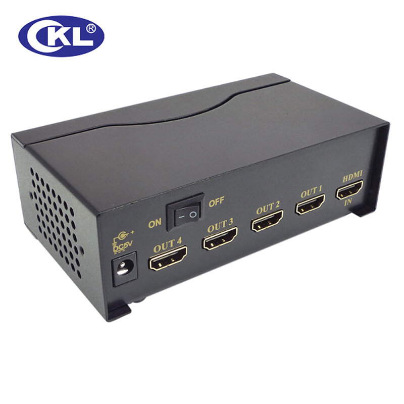 Ckl 4ポートhdmiスプリッター1x4カスカデールhdmiデュプリケーターサポートhdmiケーブル1.4 v3d xboxpcモニタープロジェクターhdtvメタルHD-94