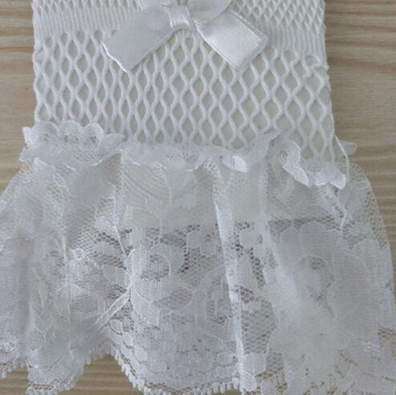 Guantes de rejilla de encaje de mujer guantes elásticos transparentes con lazo para fiesta de bodas guantes huecos HS9