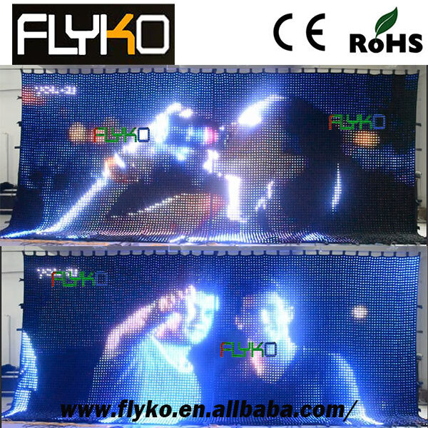 free shipping big size design led video curtain display/led vision curtain