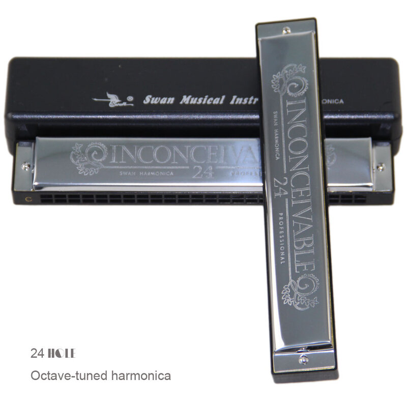 Nuova versione aggiornata 2021 Swan 24 fori armonica sintonizzata ottava chiave armonica in metallo di C con custodia