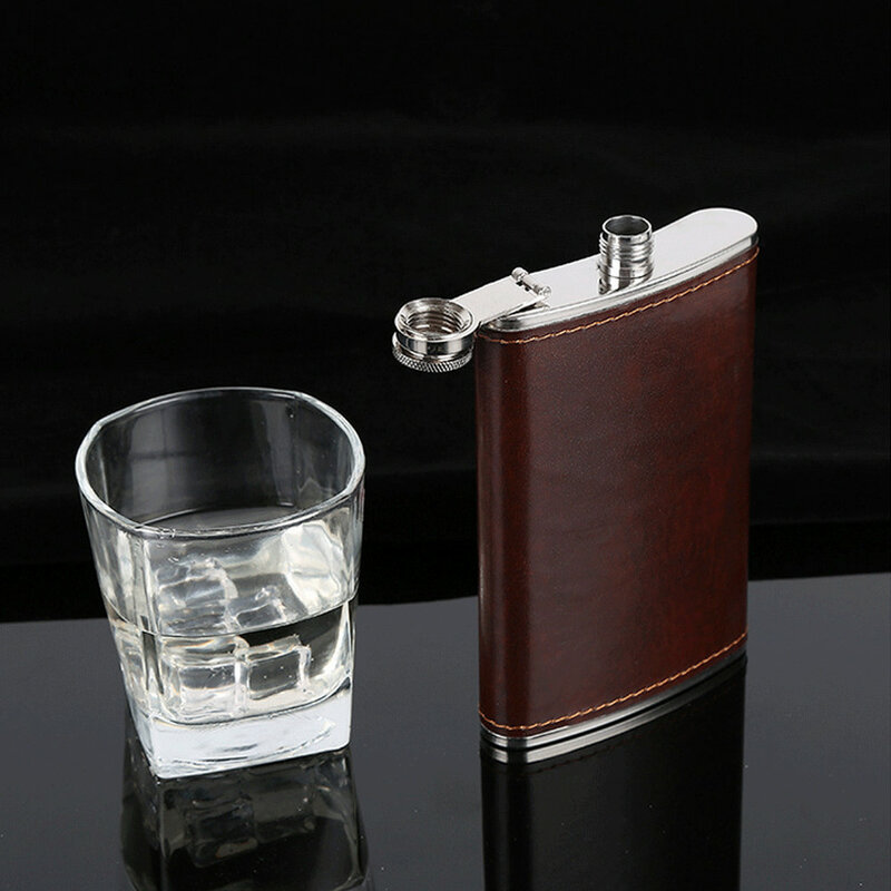 5-10oz Stainless Steel Hip Liquor Whiskey Alcohol Flask Cap Pocket Wine Bottle