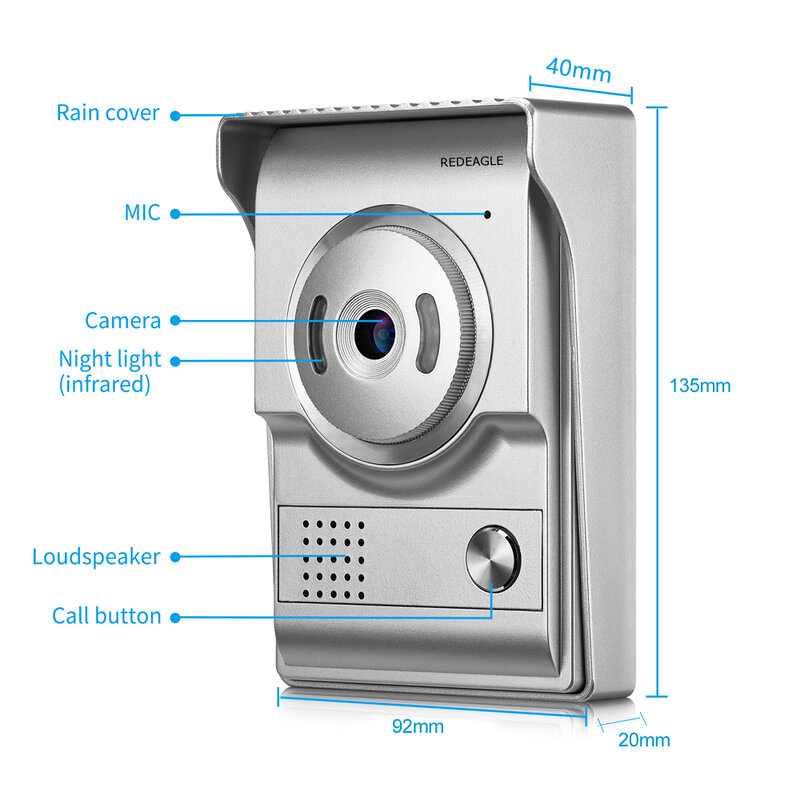 REDEAGLE-cámara de teléfono de puerta a Color, Unidad de máquina de entrada al aire libre para videoportero de 4 cables, sistema de Control de acceso, 700TVL