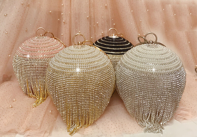 JaneVini srebrne kryształki ślubne torebki sprzęgła piłka Crossbody torby wieczorowe świecący kryształ perła łańcuch Party opaski