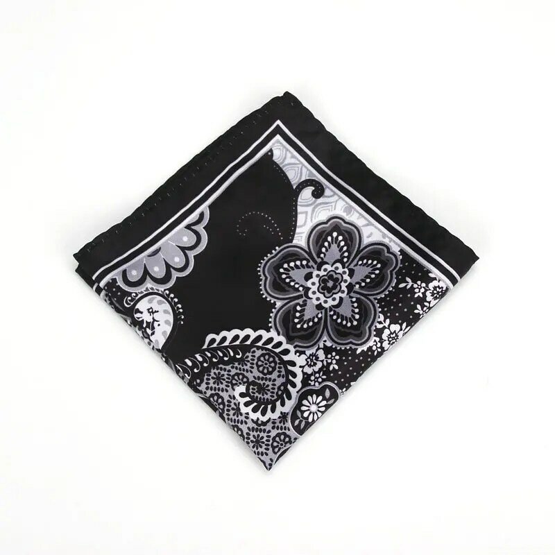 Men's Classic Wedding Party Handkerchief Business Polyester Silk Flower Paisley Pocket Square Hanky Accessories Towel Gifts