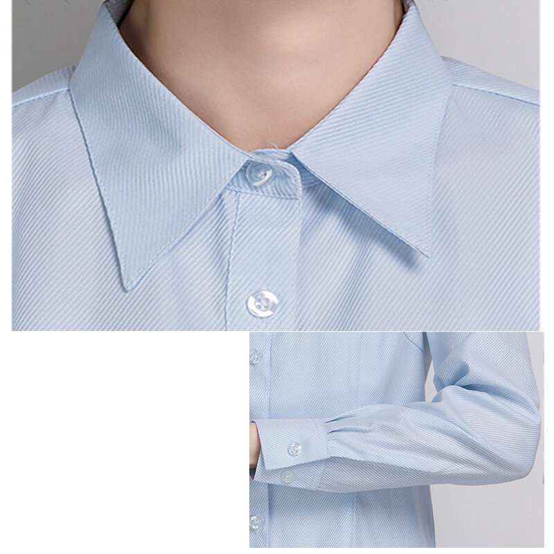 Grande S-5XL camicia a righe in cotone Camicetta Delle Donne di Affari 2019 Nuovo Casual delle Donne di marca Camicia A Maniche Lunghe Sottile di Qualità Eccellente