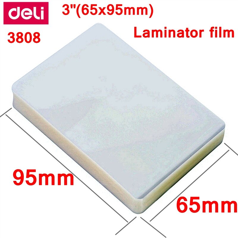 1000Sheets 10 Bag Deli 3808 thermal laminating film 3"(65x95mm) size 70 mic photo documents PET hot laminator film pouch film