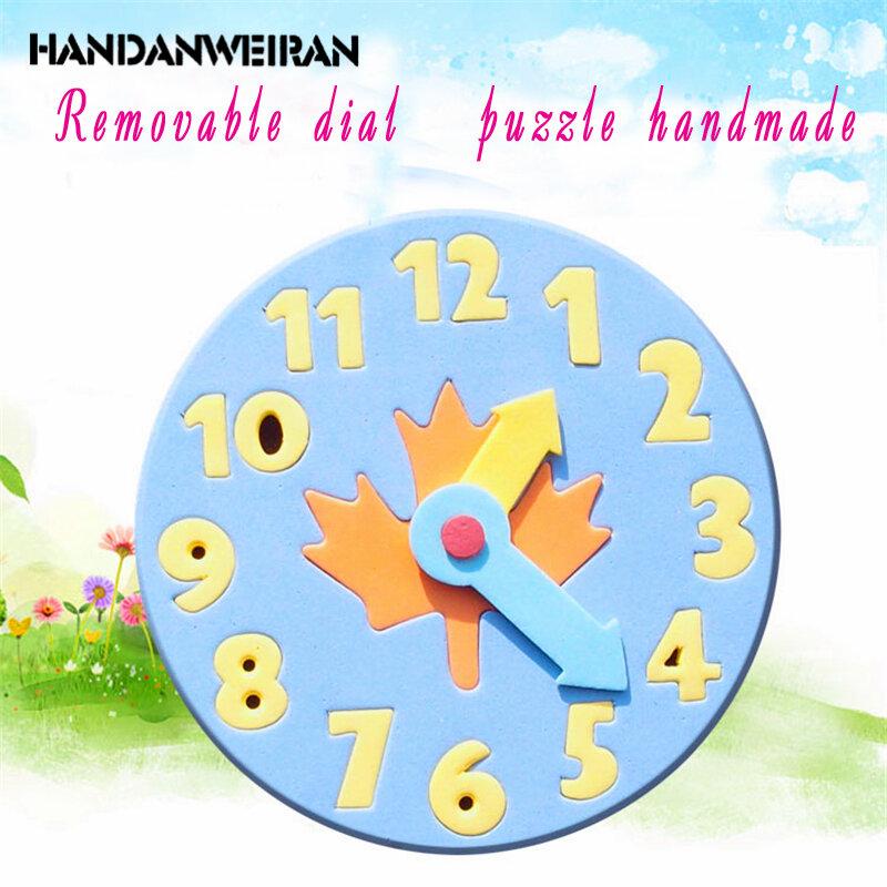 NEW Baby Kids EVA Foam Toys Clock Number Puzzle Baby Brain Development Toys Gifts Random Color HANDANWEIRAN