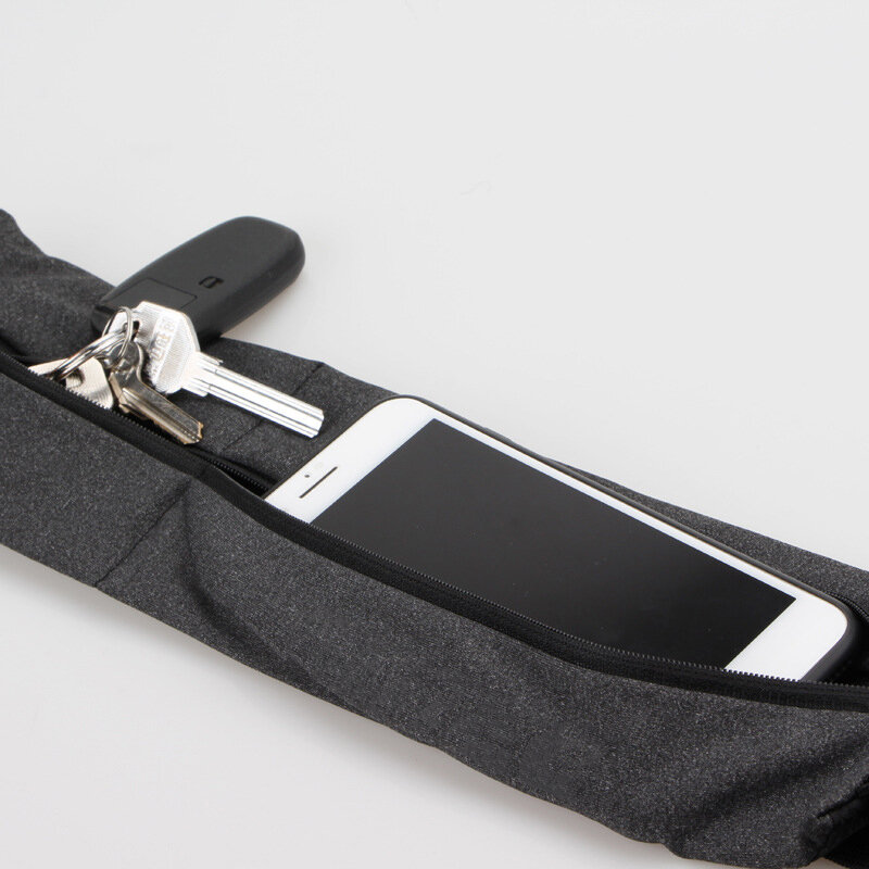 QUESHARK Pro Reflective Elastic Waistband Sport Bag Double Zipper Pocket Running Gym Yoga Waist Belt Pack Phone Wasit Wallet Bag