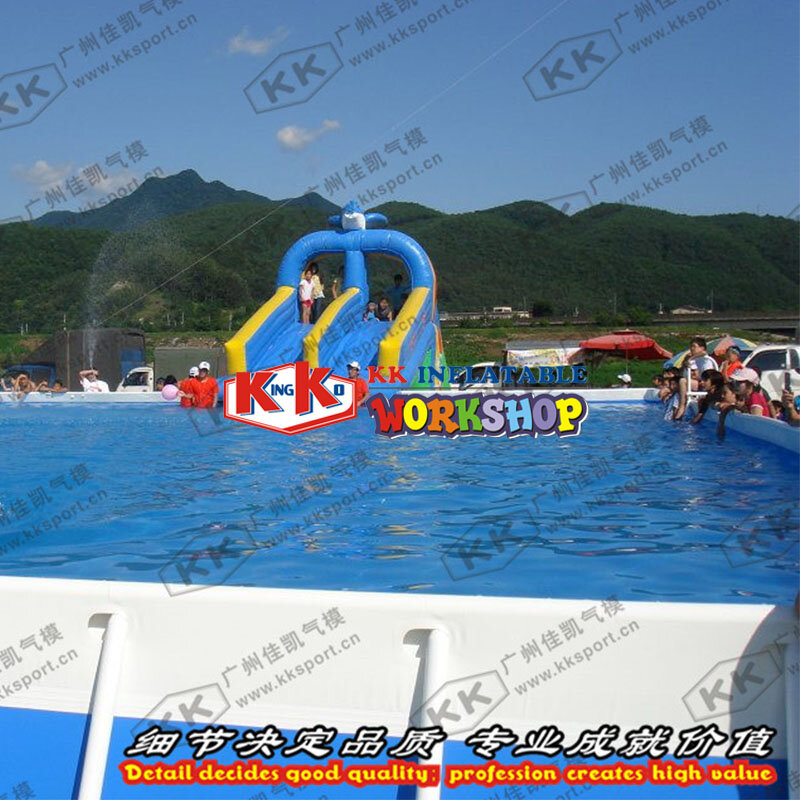 Parque de diversões inflável da corrediça de água do parque da água, grande piscina móvel super