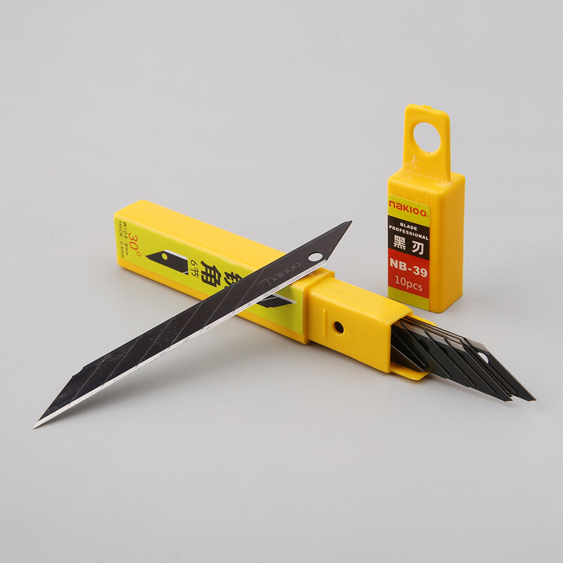 Cuchillas de afeitar de repuesto para decoración de oficina, cuchillo de 9mm, herramientas de utilidad, NB-39 de acero al carbono, 30 °, 10 unidades