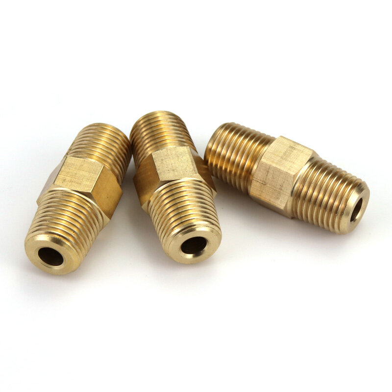 A Lot Of 3PCS New Air Fitting  Hose Pipe Connector Hex Nipple Fitting Double Male 1/8 NPT Threads Connection